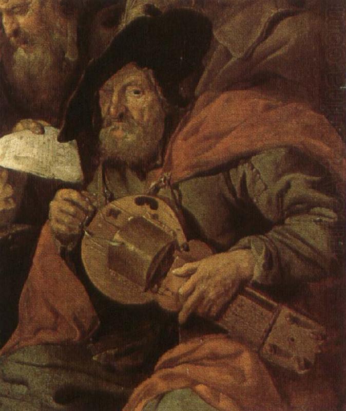 showing ahurdy gurdy player, Hans Multscher